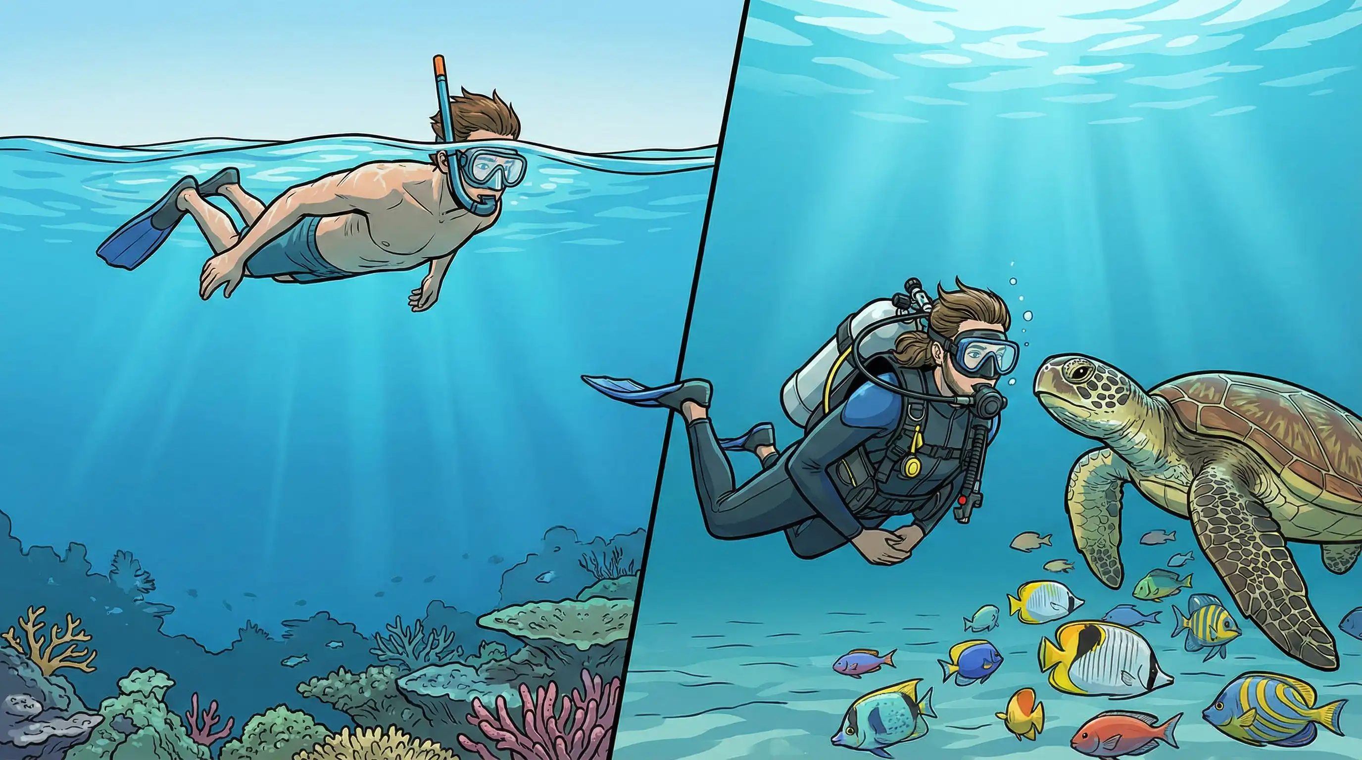 Snorkeling vs Diving: Differences, Costs & Which is Better